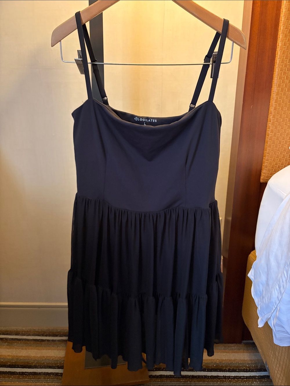 Black Blogilates Strap Tiered Mini Dress